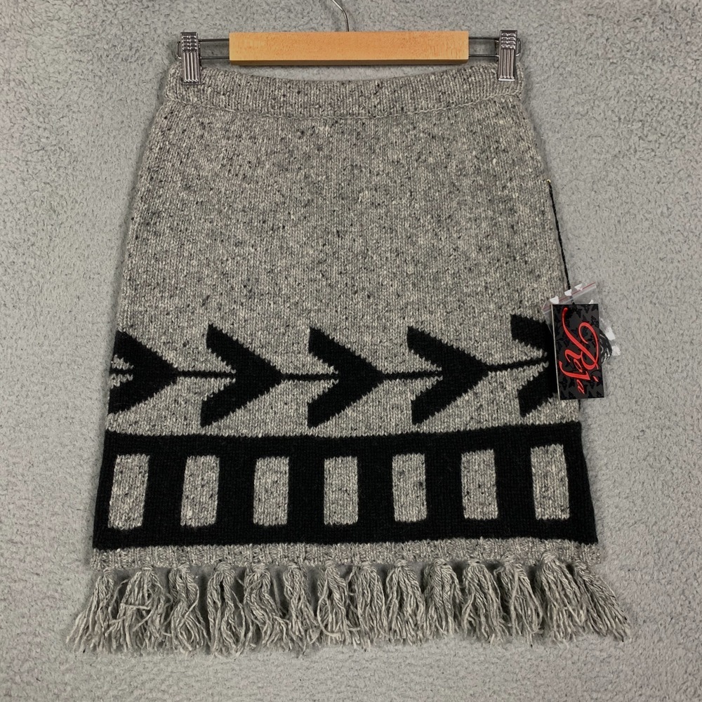Roja Collection Sweater Skirt Size XS Gray/Black Knit Lambswool Blend Mini NWT